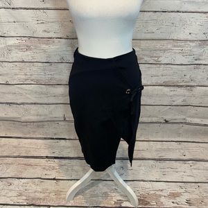 HAVE Black Wrap Mini Skirt with Asymmetrical Hem-Medium